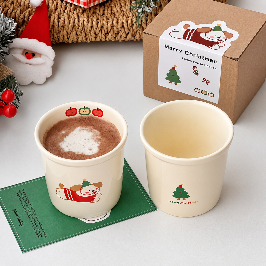 Dog Mug with Christmas Puppy Prints
