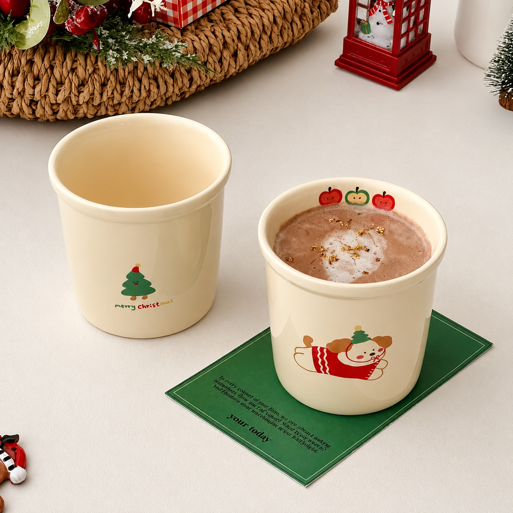 Dog Mug with Christmas Puppy Prints