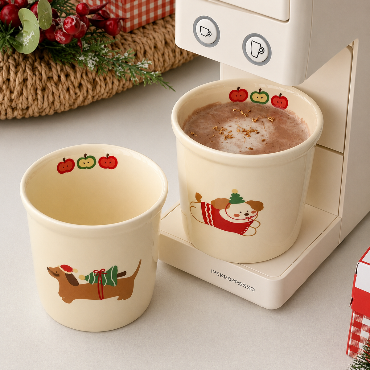 Dog Mug with Christmas Puppy Prints