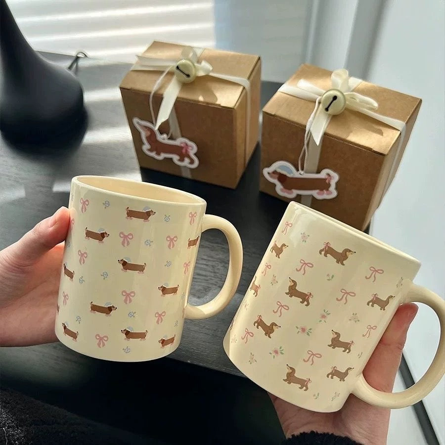 Dachshund Mug with Bows & Florals