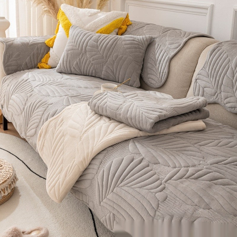 Kid & Pet Friendly Couch Cover - Non-Slip & Plush Light Gray