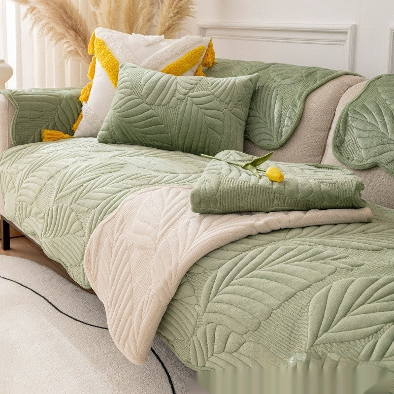 Kid & Pet Friendly Couch Cover - Non-Slip & Plush Matcha Green