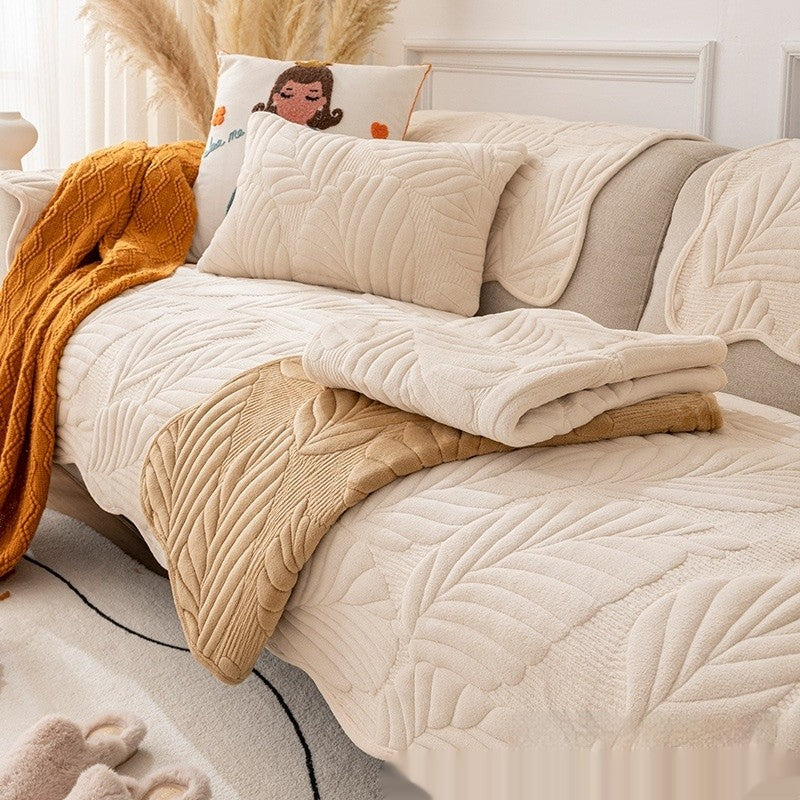 Kid & Pet Friendly Couch Cover - Non-Slip & Plush Milky White