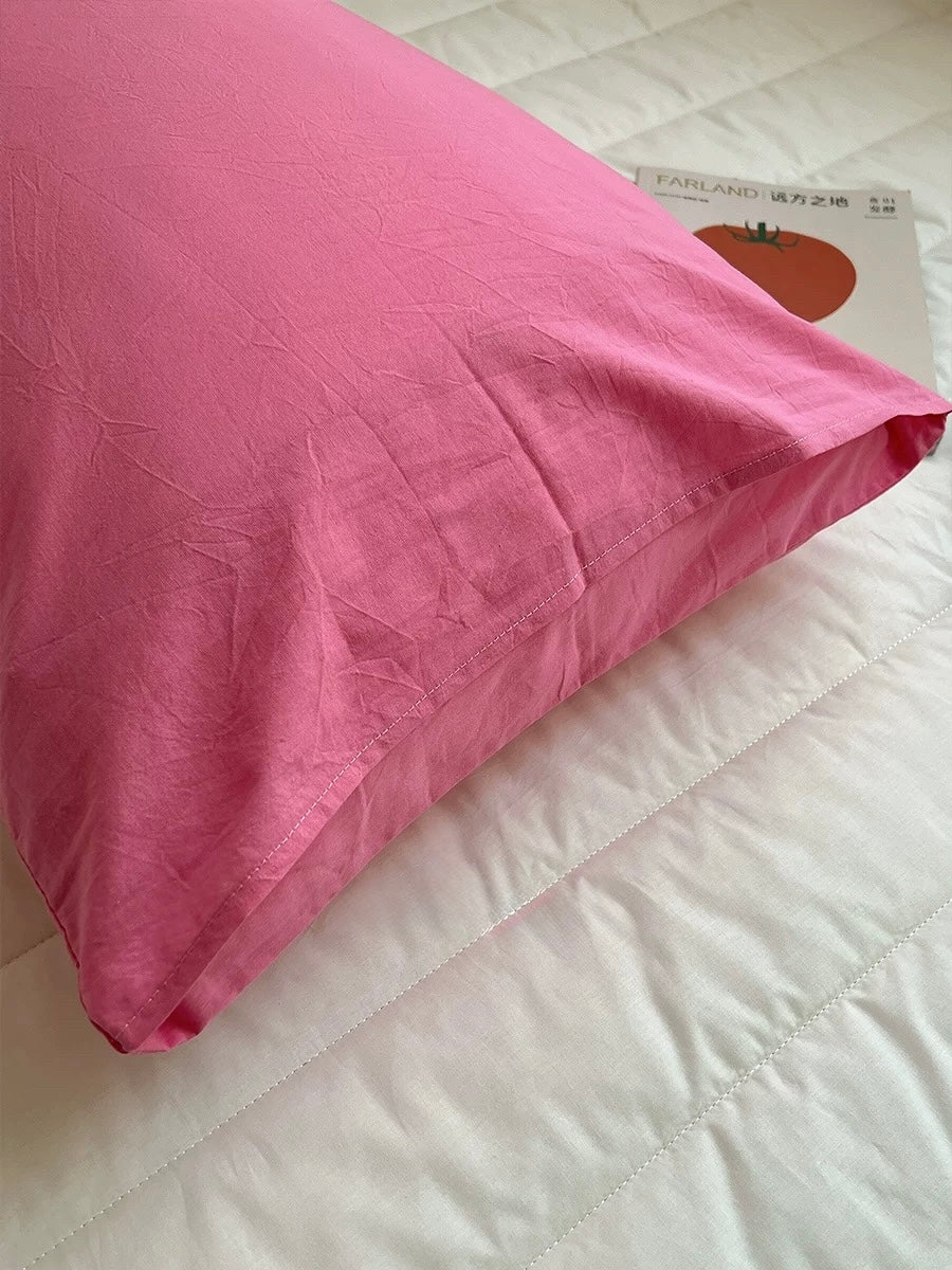 Solid Color Washed Cotton Pillowcase