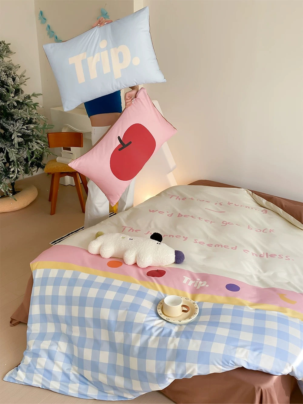 Gingham Pastel Cotton Bedding Set