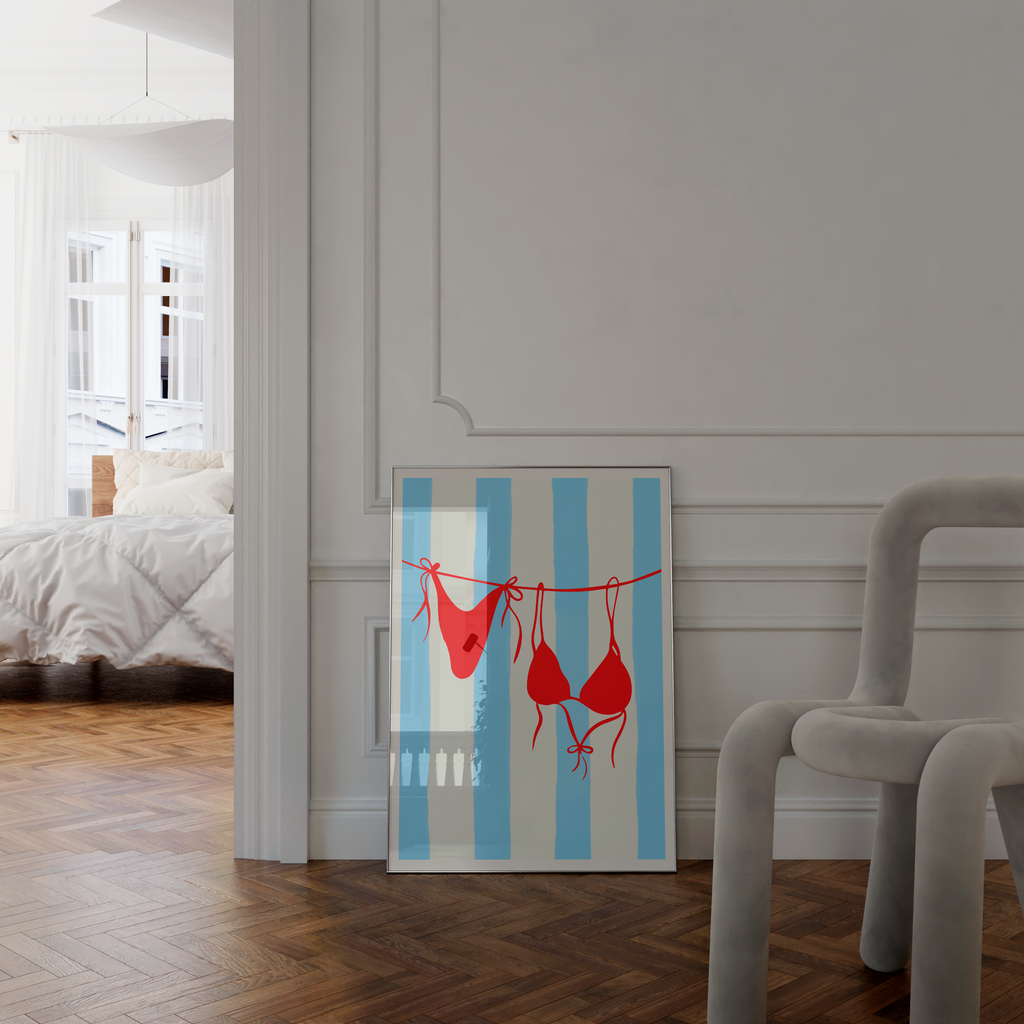 Blue Stripe Coastal Poster Set