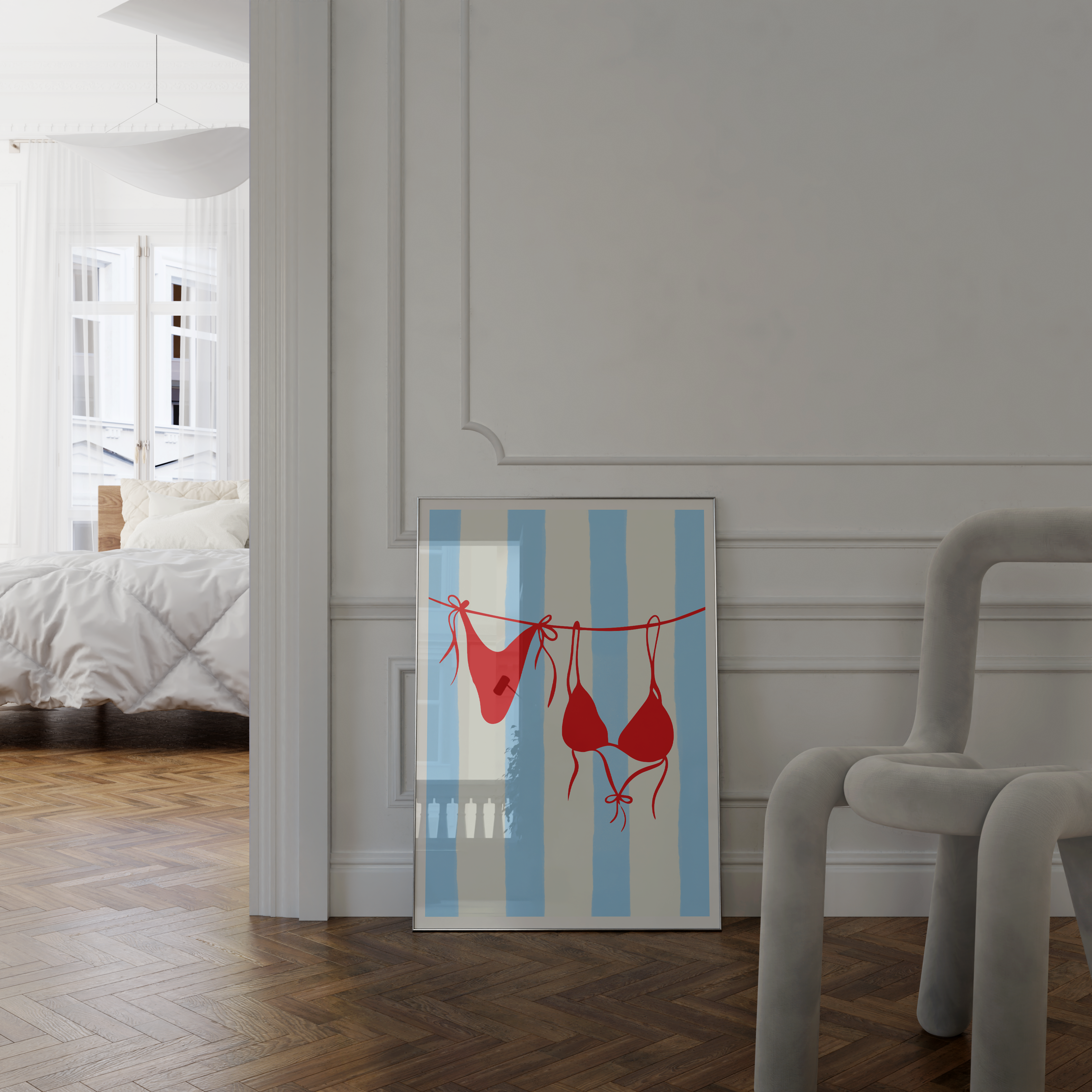 Blue Stripe Coastal Poster Set