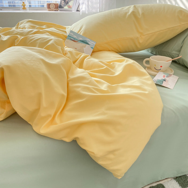 Soft Yellow & Green Duvet Cover Set
