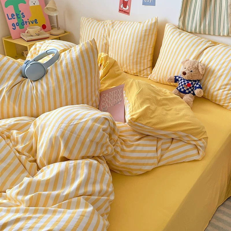 Yellow Striped Bedding Set