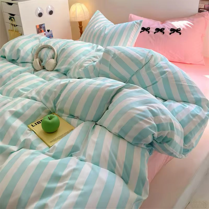 Yellow Striped Cotton Bedding Set