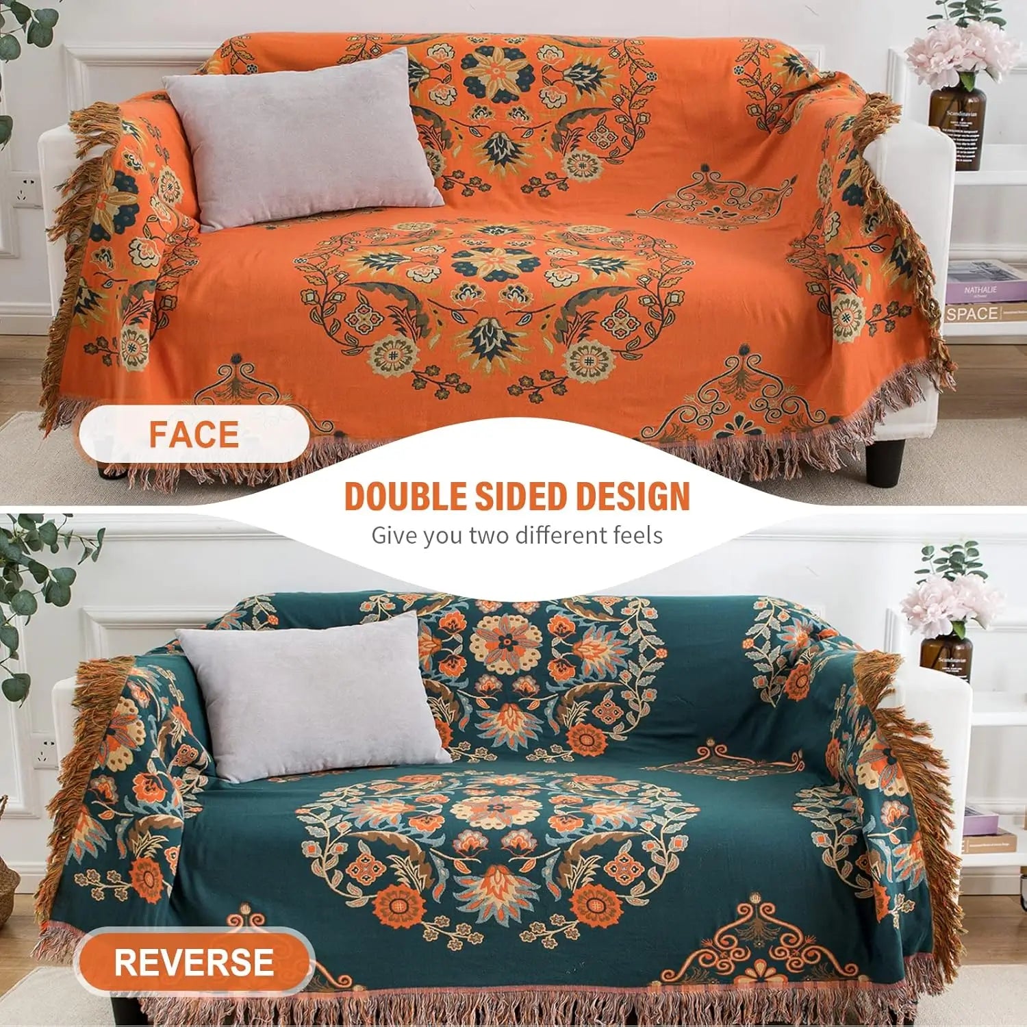 Terracotta Reversible Blanket Couch Throw