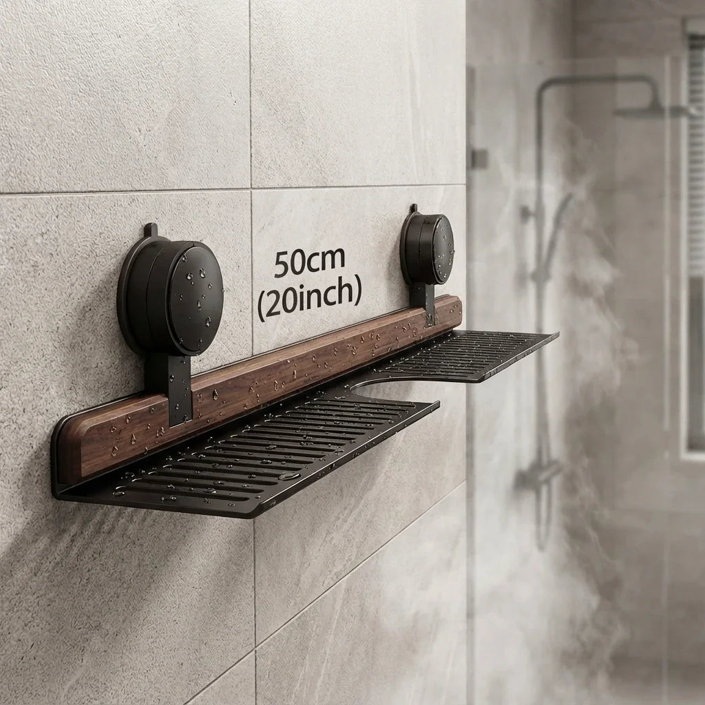 No-Drill Walnut Bathroom Shelf 20" (50 cm)