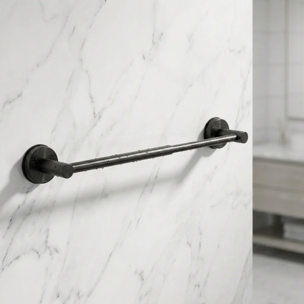 No-Drill Bathroom Towel Bar Black