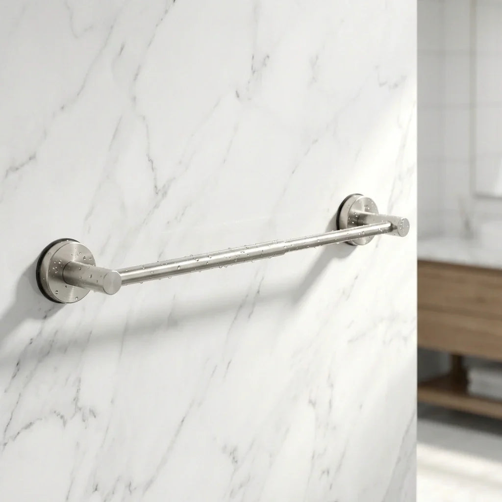 No-Drill Bathroom Towel Bar Silver