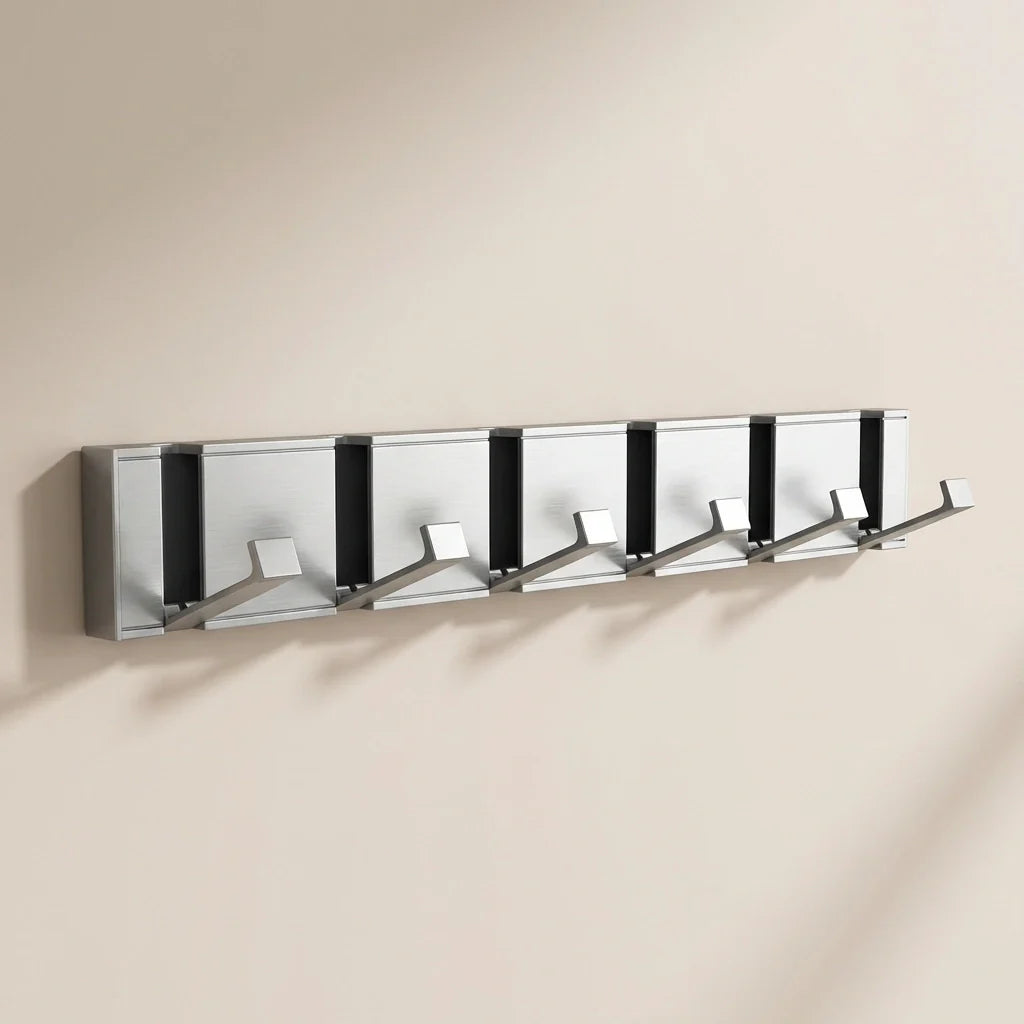 Foldable Wall Hook Rack - Limited Time Offer 6 Hooks Silver