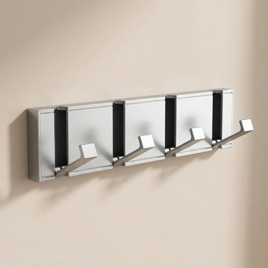 Foldable Wall Hook Rack - Limited Time Offer 4 Hooks Silver