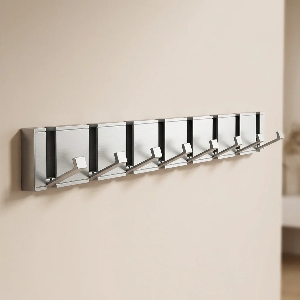 Foldable Wall Hook Rack - Limited Time Offer 8 Hooks Silver