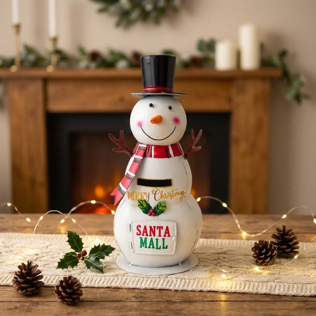 Christmas Iron Figurine Ornament Snowman Mailbox