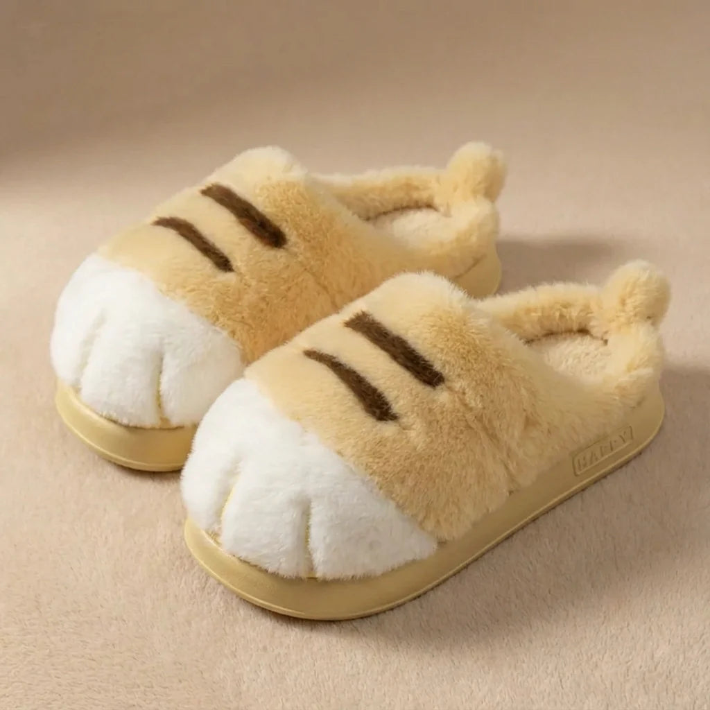Cat Paw Plush Slippers - Limited Time Offer Yellow