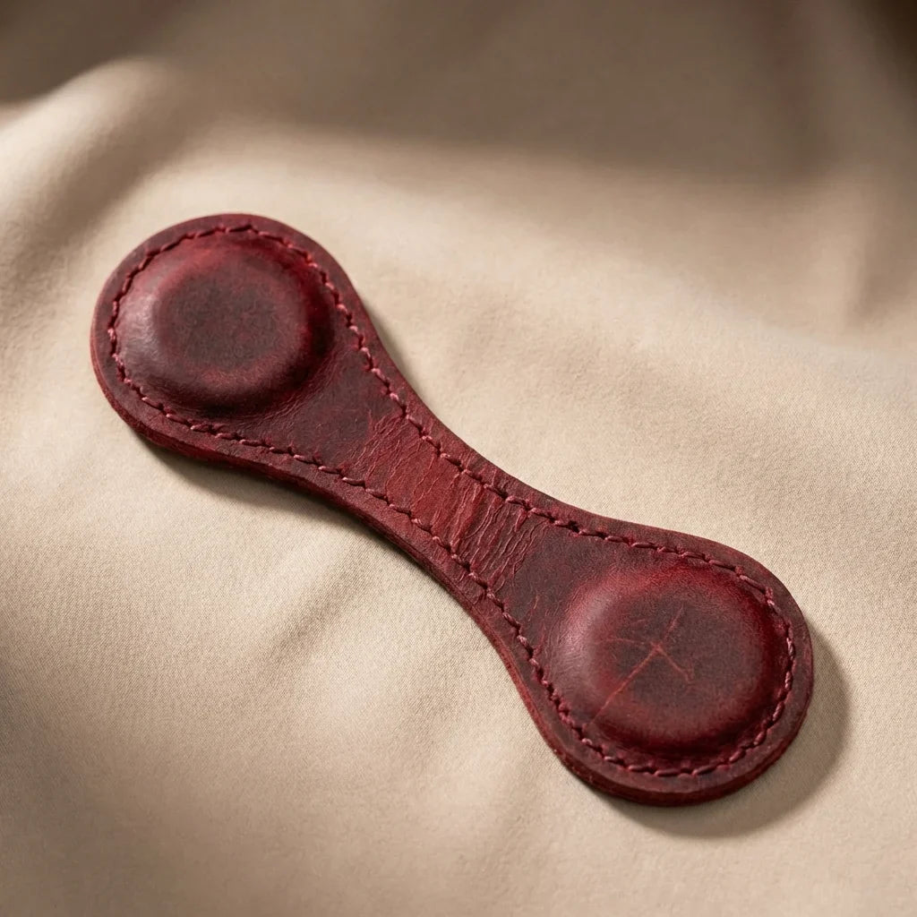 Handmade Magnetic Leather Bookmark Red
