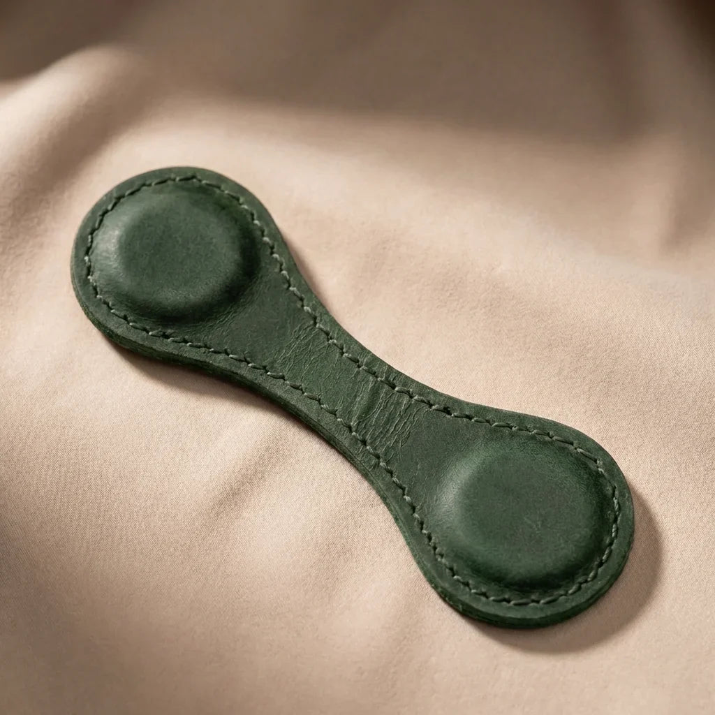 Handmade Magnetic Leather Bookmark Green