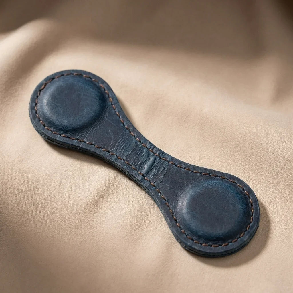 Handmade Magnetic Leather Bookmark Blue