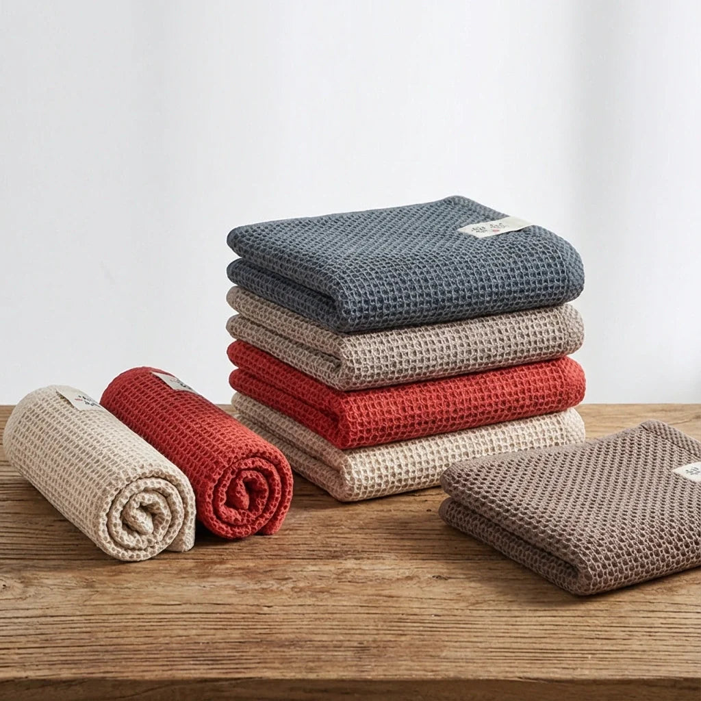 Sakura Cotton Waffle Weave Kitchen Towels