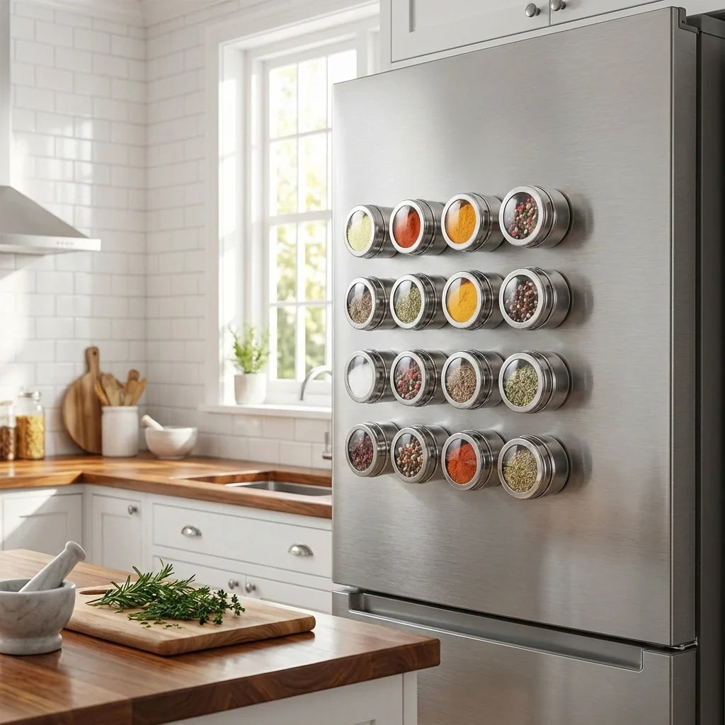Magnetic Stainless Spice Tin Set