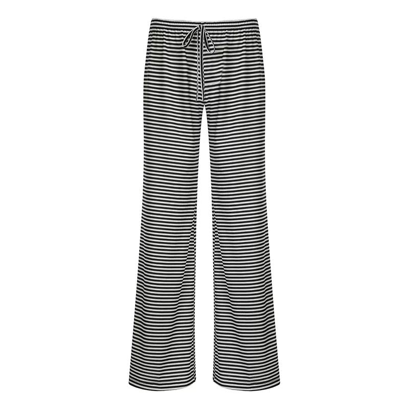 Blue Striped Pants Black