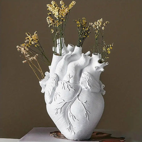 Anatomical Heart Vase White