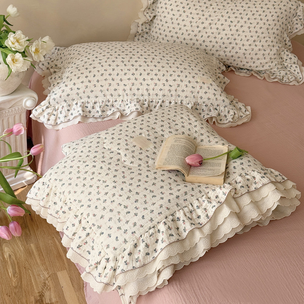 Dusty Rose Floral Cotton Comforter – Lightweight with Ruffles