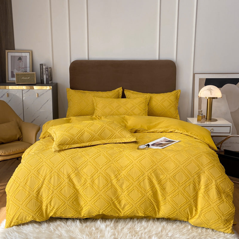 Vintage Tufted Bedding Set - 4PCS Yellow