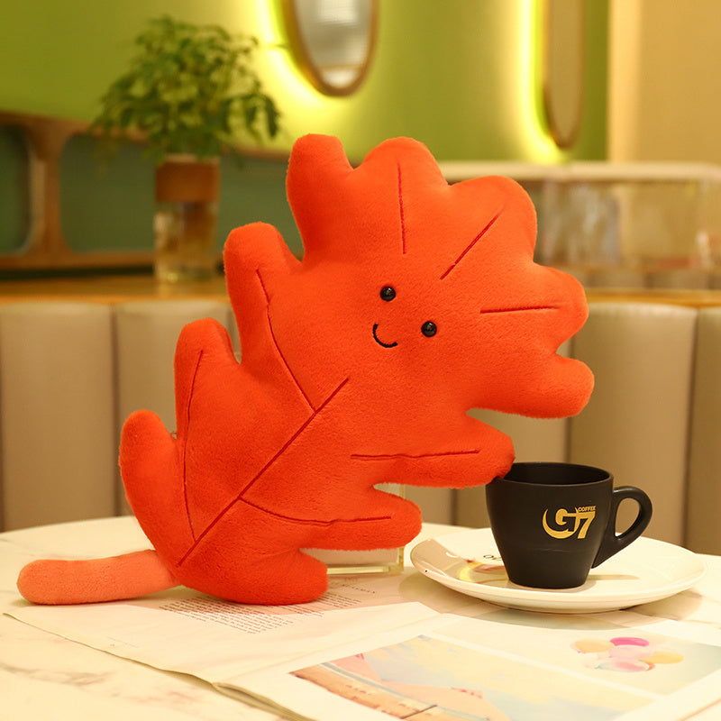 Fall Leaf Plush Throw Pillows Red Leaf