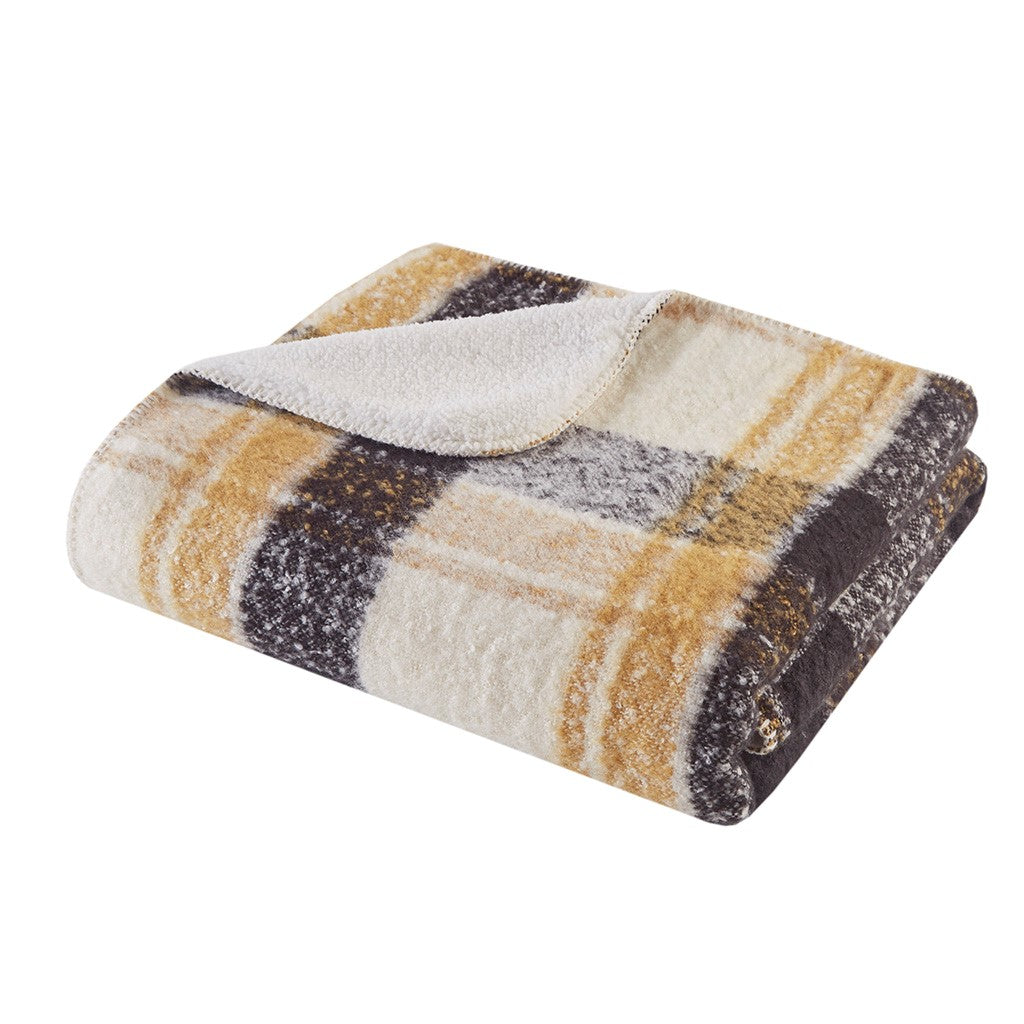 Bloomington Faux Mohair to Sherpa Throw 50x60" Tan