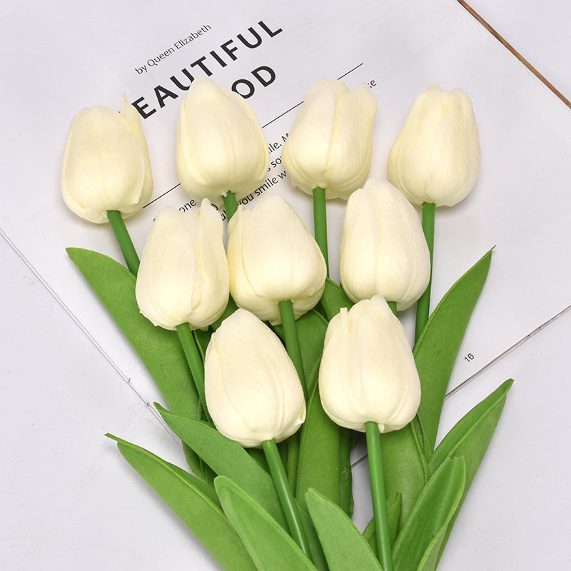 Artificial Tulip Bouquet Home Decoration White 10 Tulips (Bouquet)