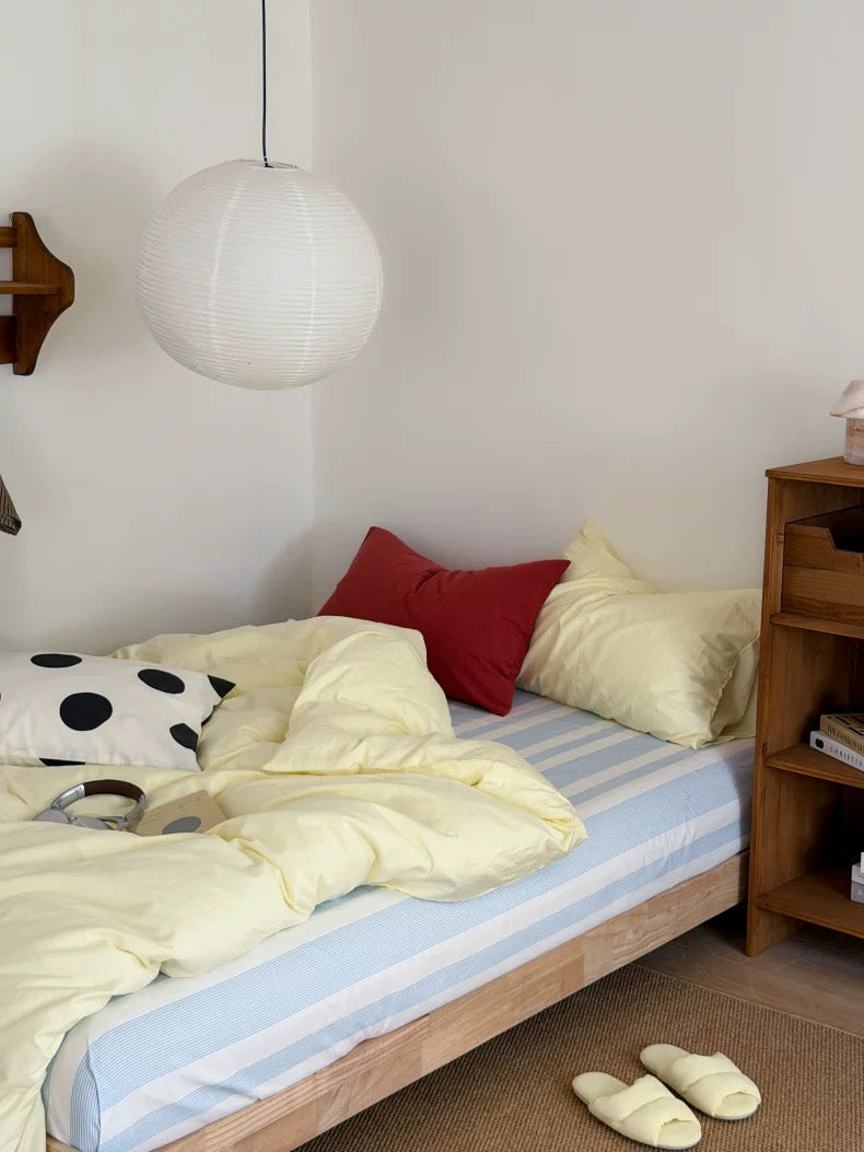 Butter Yellow Cotton Duvet Cover Set