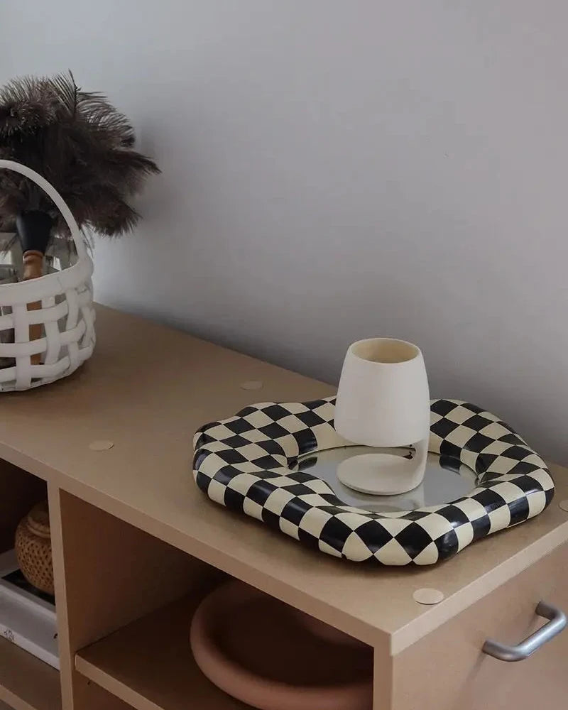 Checkered Resin Tabletop Mirror