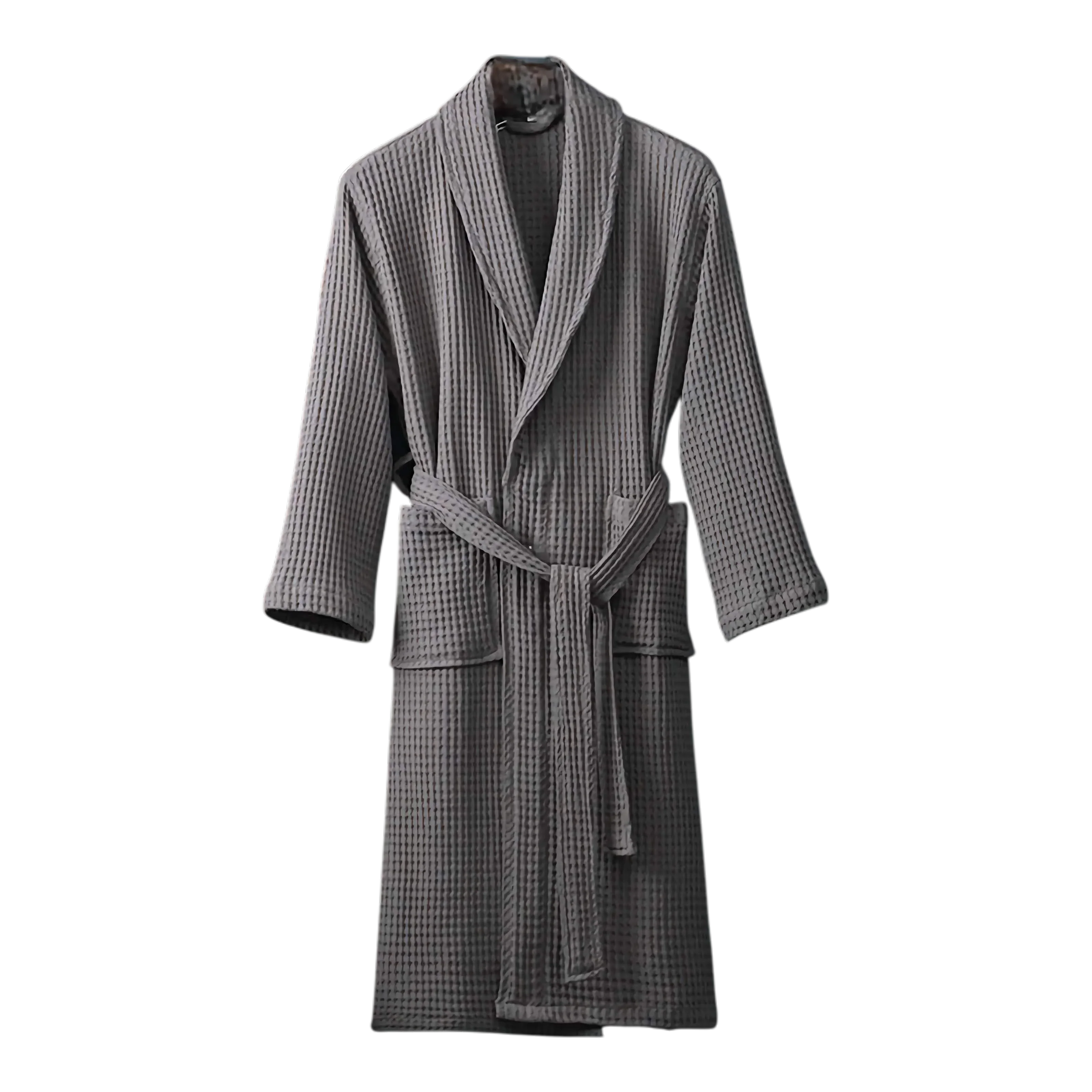 Women's Cotton Bathrobe - Quick-Dry & Absorbent Waffle Weave Gray