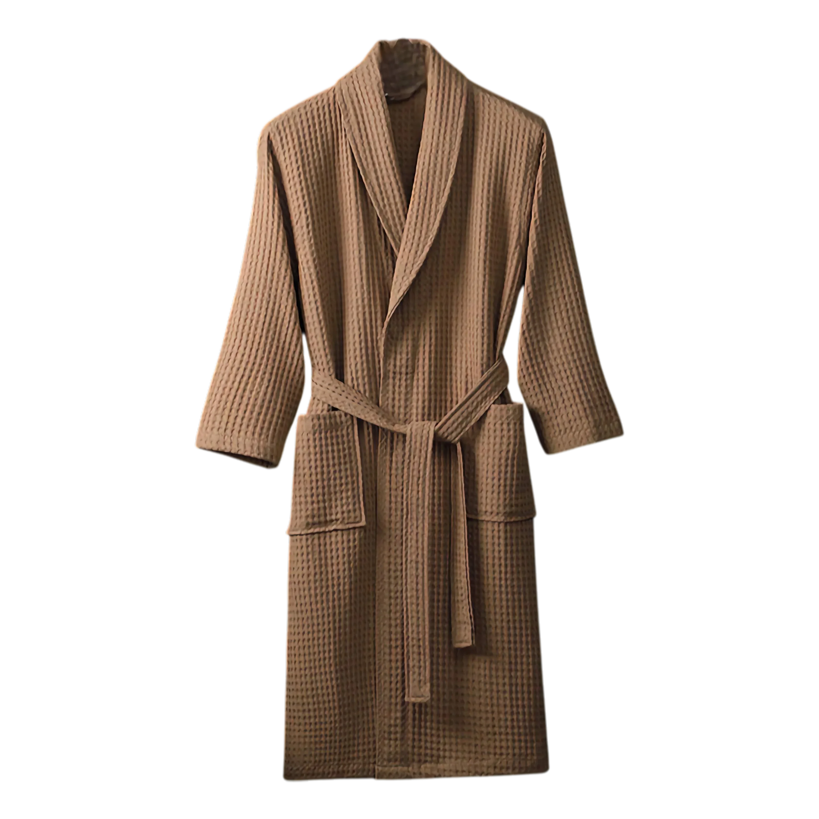Women's Cotton Bathrobe - Quick-Dry & Absorbent Waffle Weave Brown