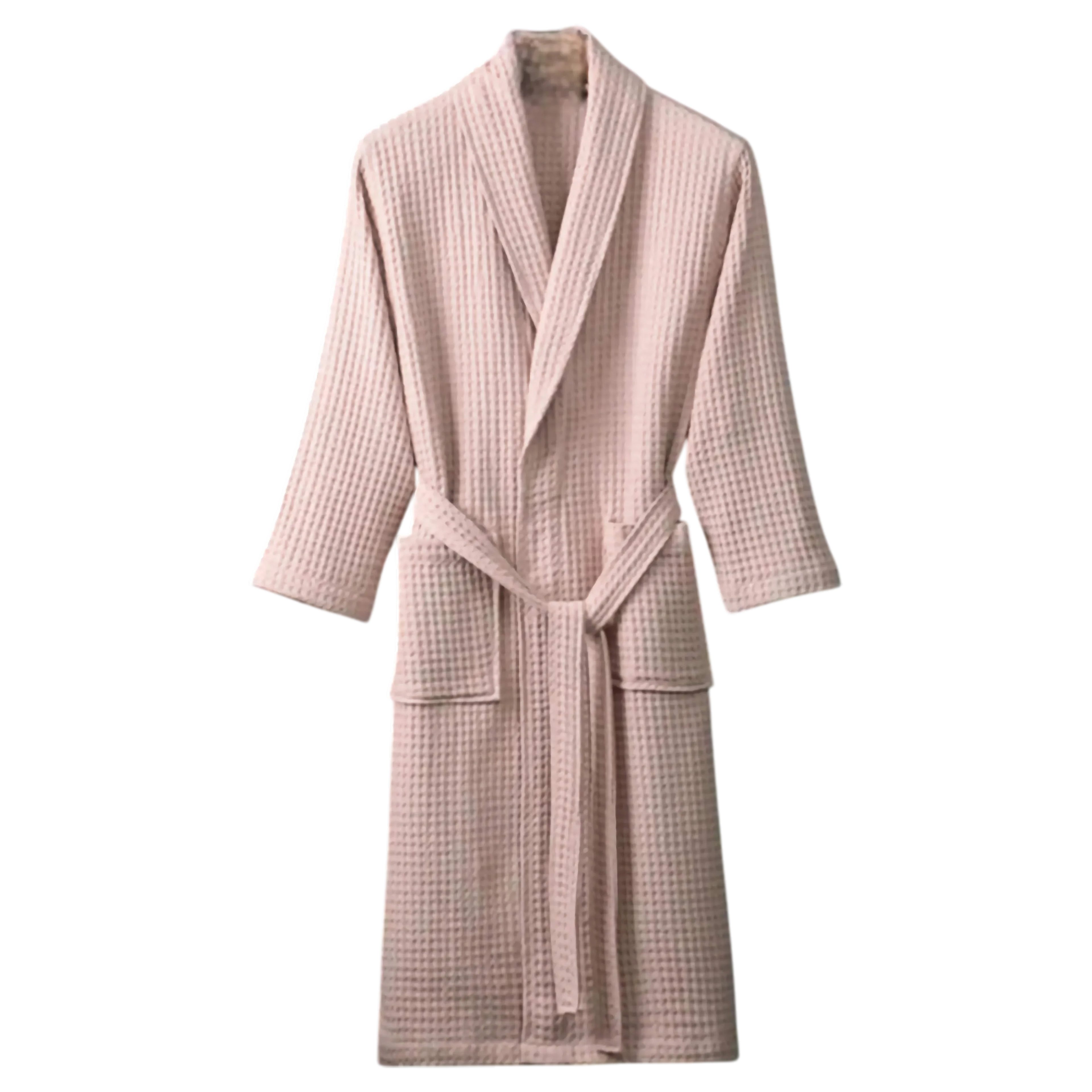 Women's Cotton Bathrobe - Quick-Dry & Absorbent Waffle Weave Pink