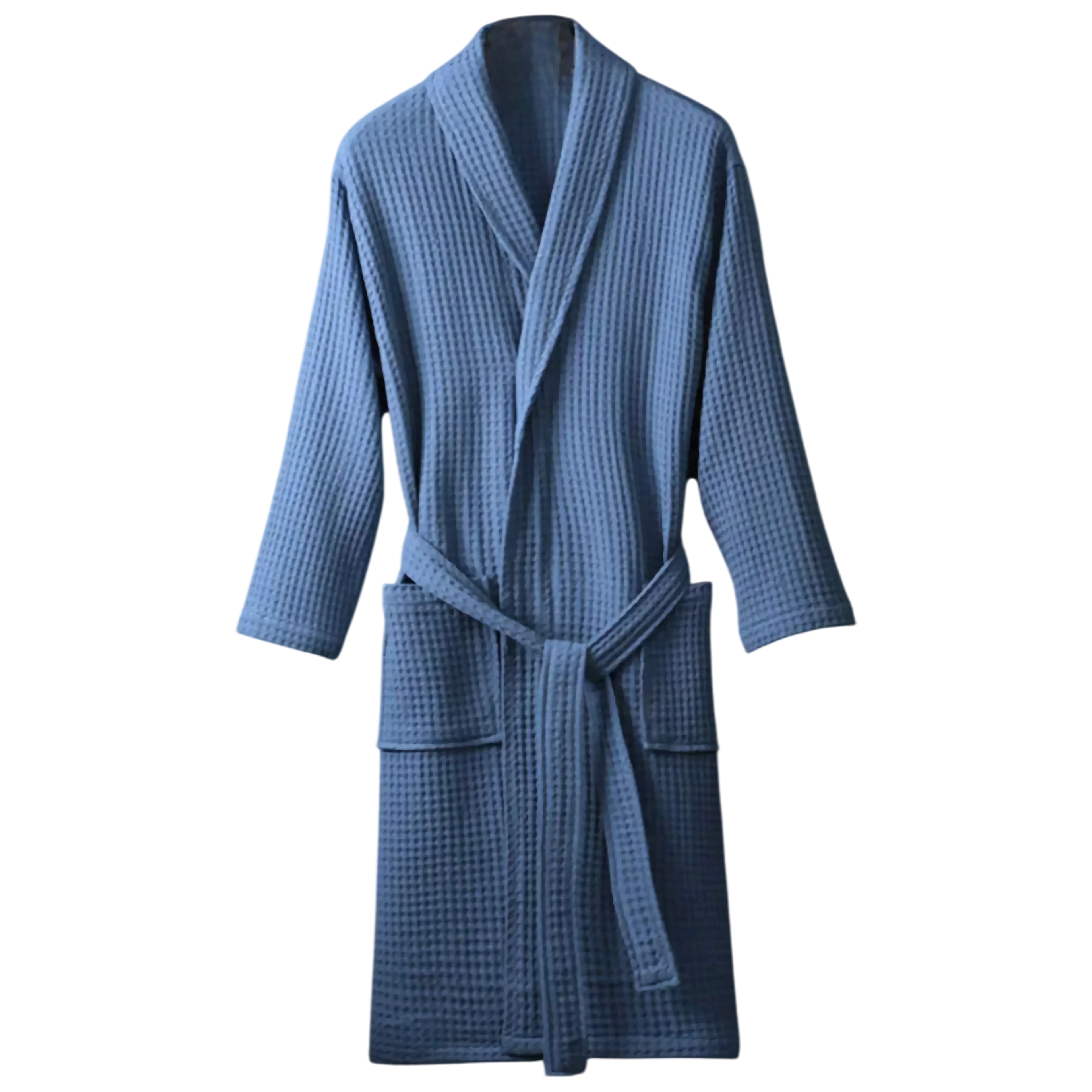Women's Cotton Bathrobe - Quick-Dry & Absorbent Waffle Weave Blue