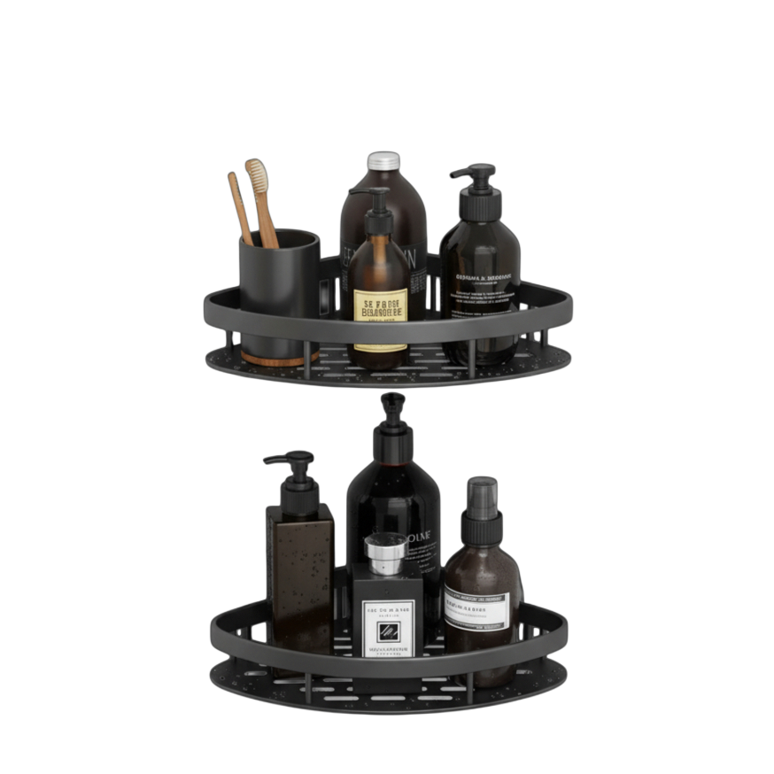 Aluminum Shower Caddy 2 Layers Black