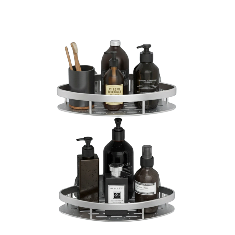 Aluminum Shower Caddy 2 Layers Silver