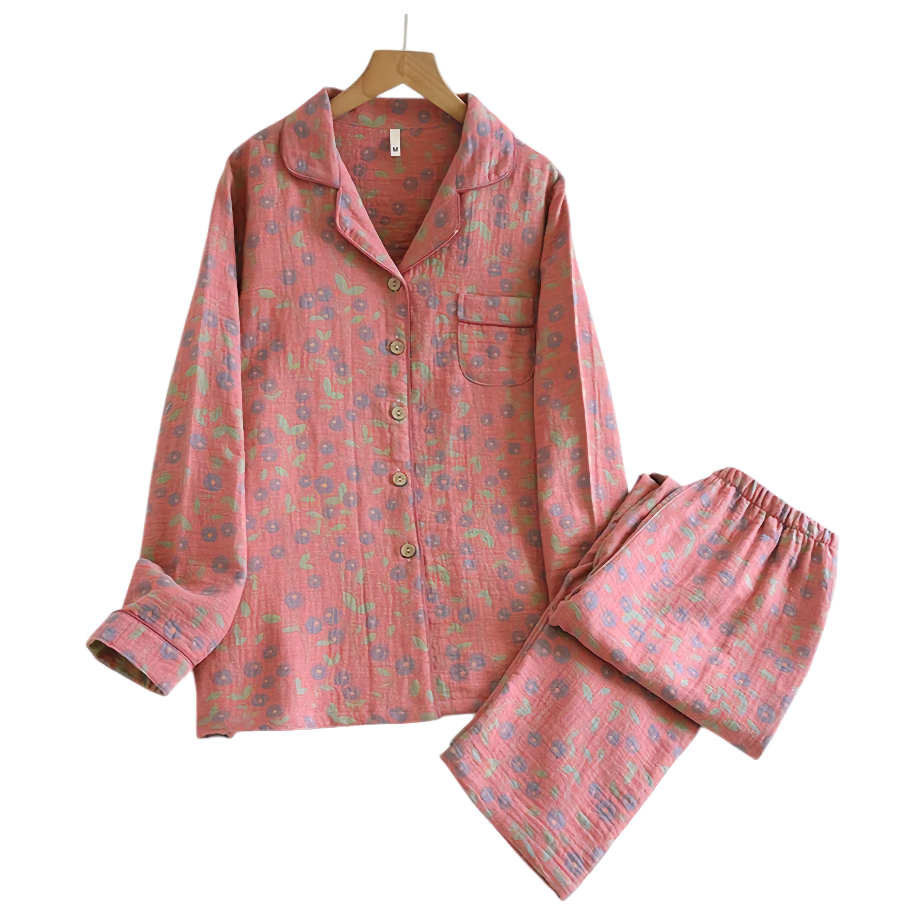 Women's Cotton Pajama Set - Top & Trousers Blush