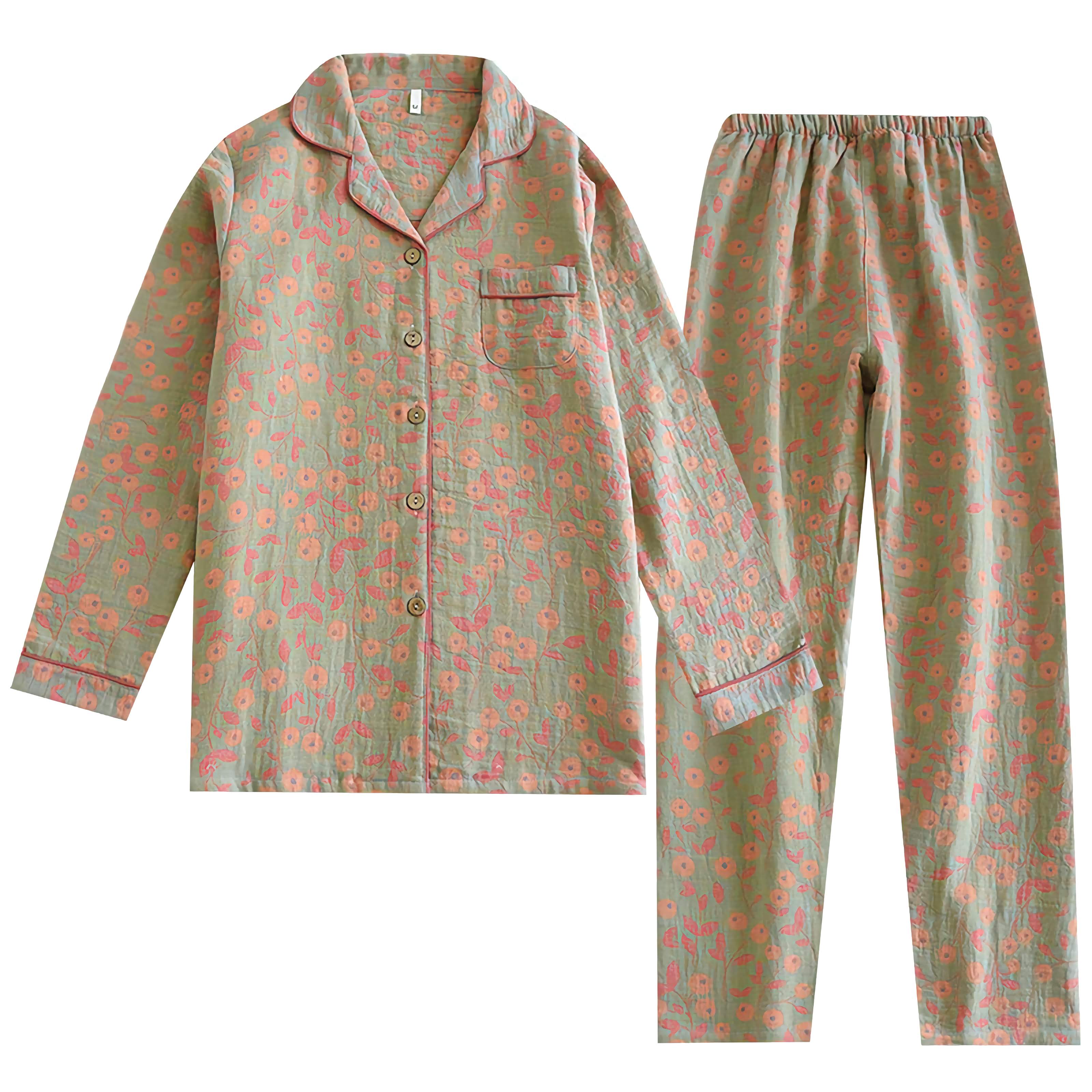 Women's Cotton Pajama Set - Top & Trousers Rosewood