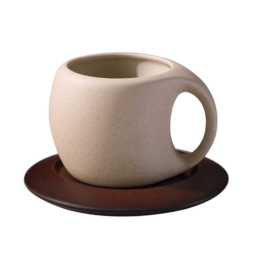 Ceramic Coffee Mug with Saucer & Spoon - Espresso Cup Set 8.5 oz 250ml
