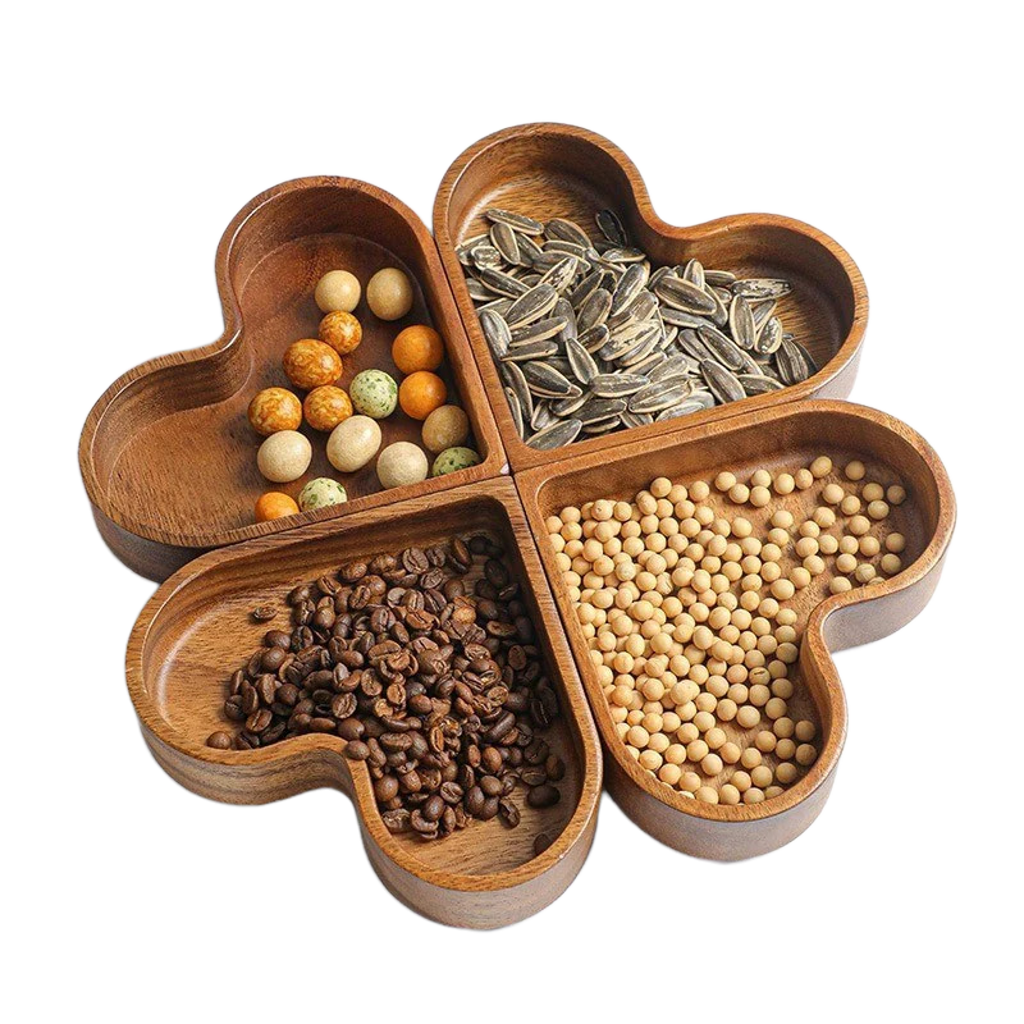 Heart-Shaped Wooden Snack Tray