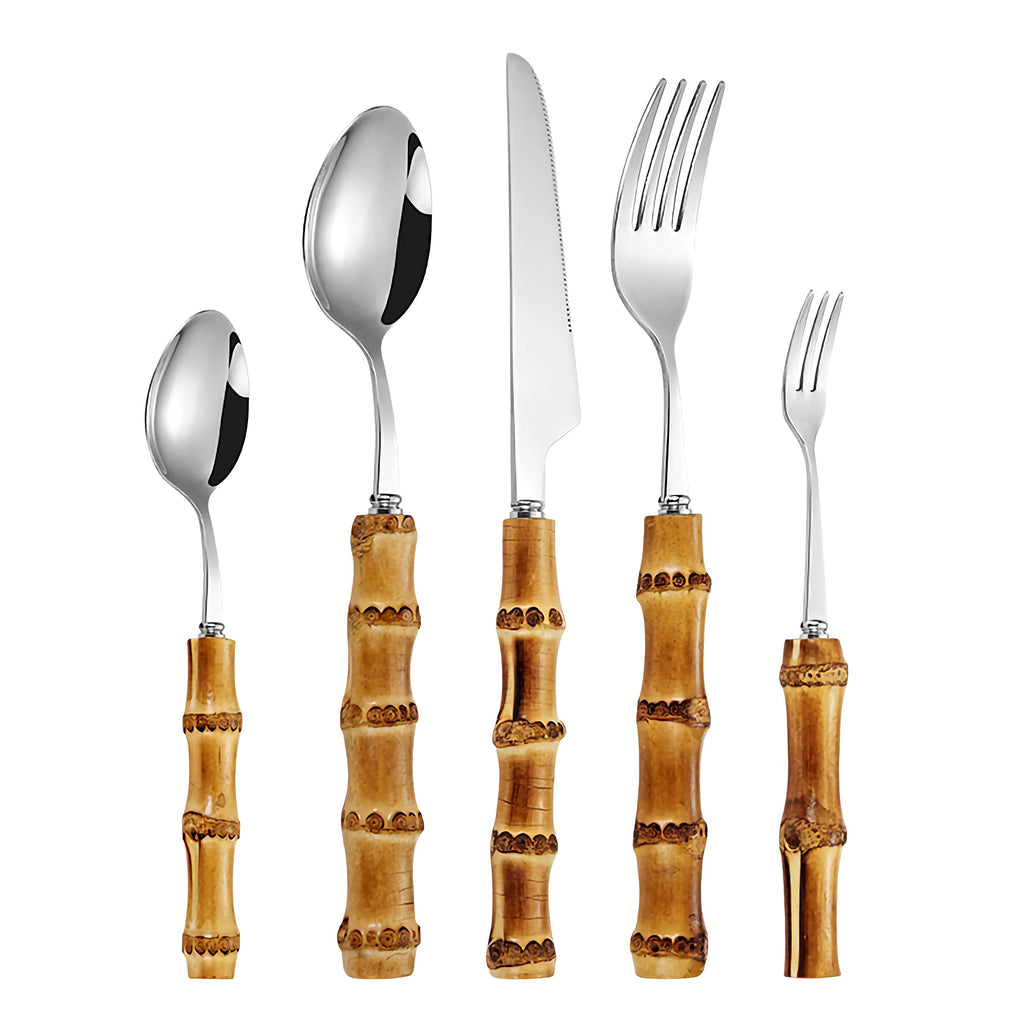 Takumi Bamboo Handle Cutlery Set - High Quality & Non Toxic Stainless Steel