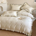 Satin Ruffle Bedding Set – 100s Cotton with Black Trim