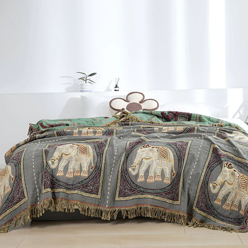 Elephant Reversible Throw Blanket Couch Cover